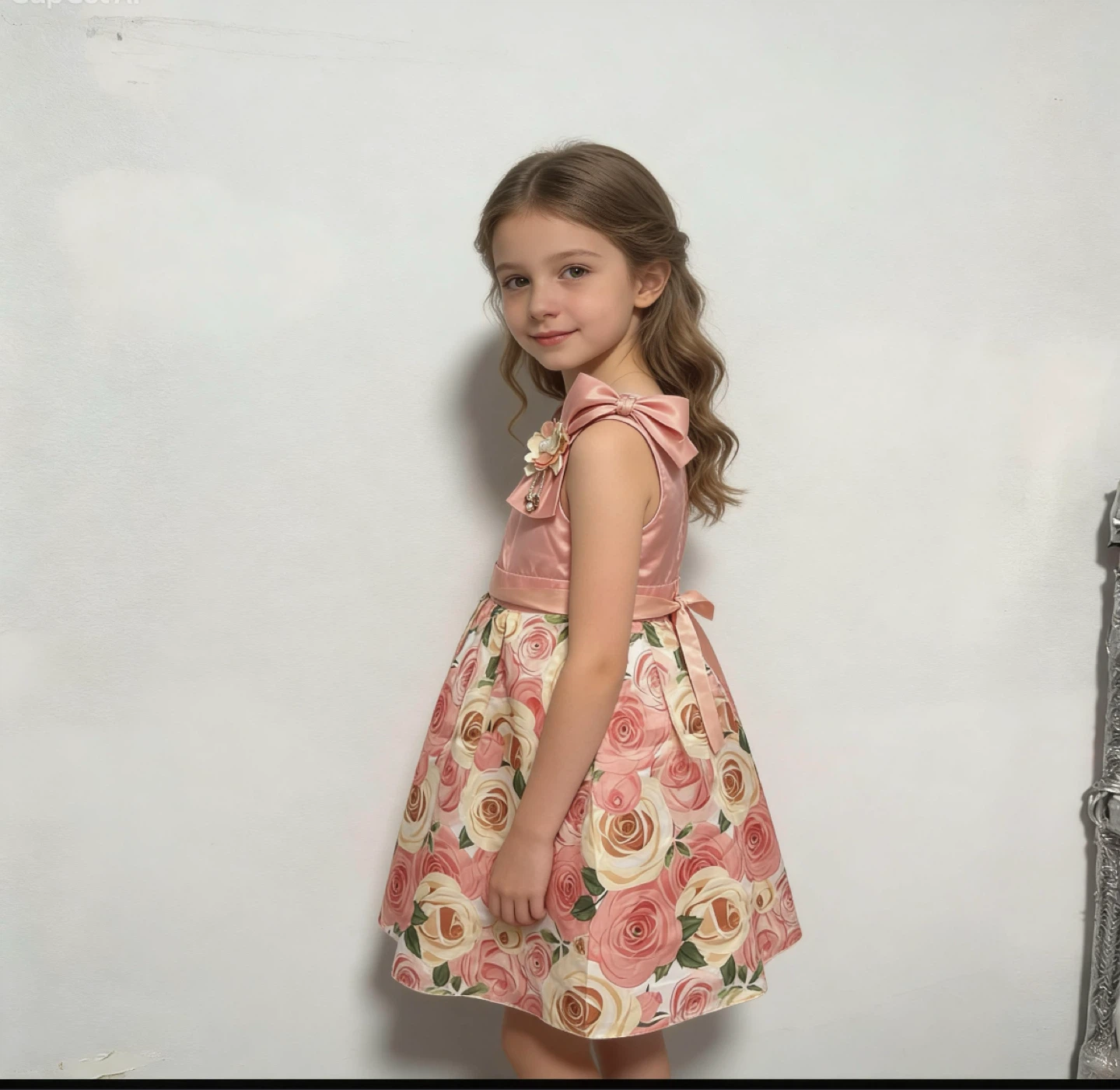 Pink Floral Dress with Bow Detail