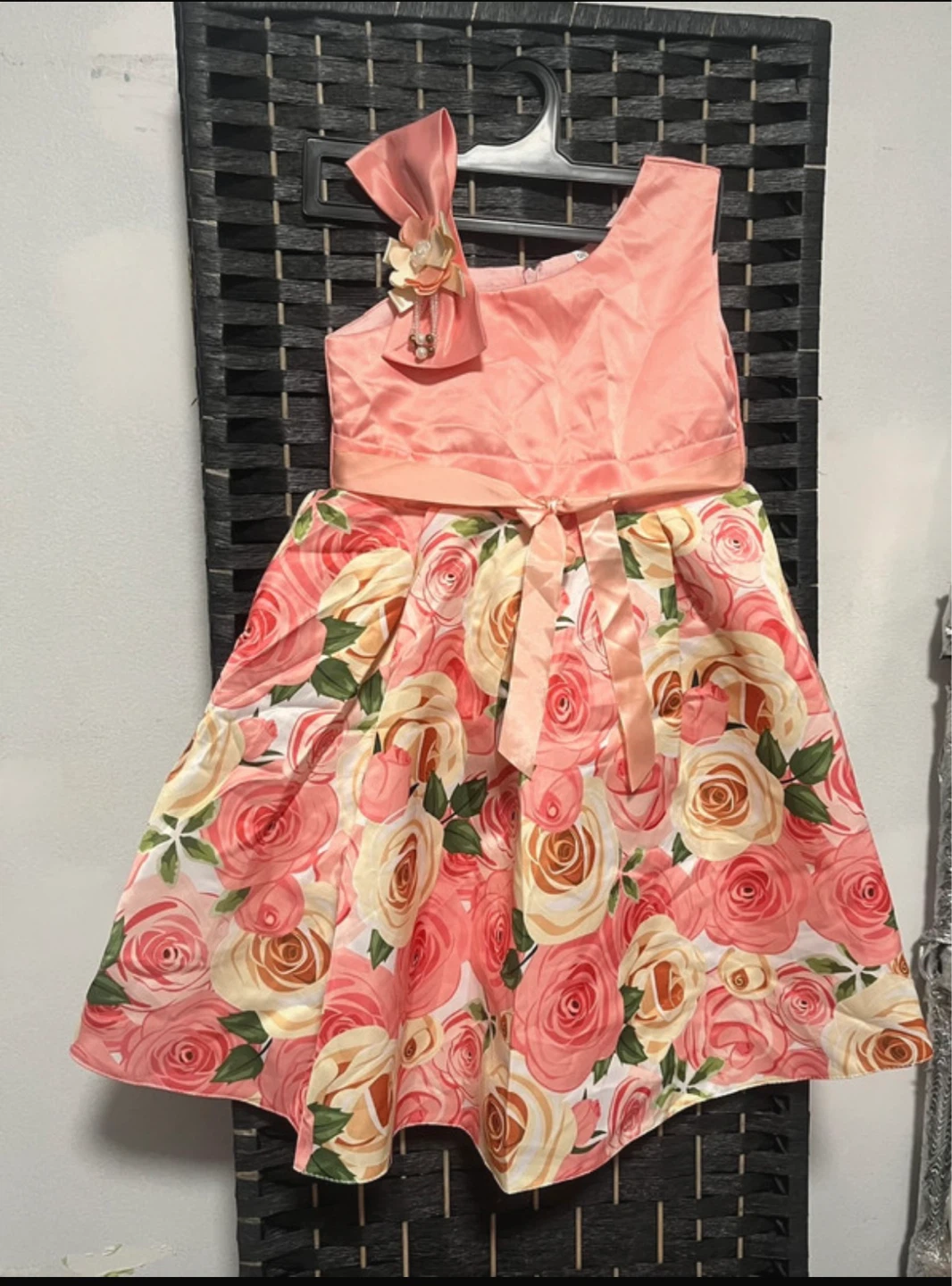 Pink Floral Dress with Bow Detail - photo 2