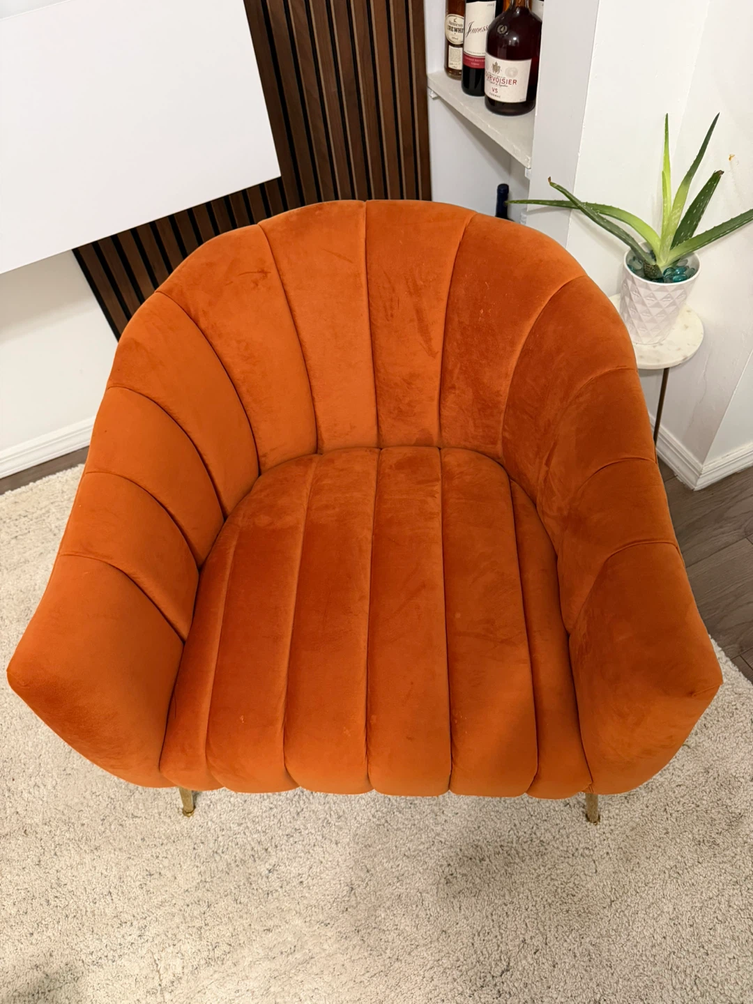 Orange Velvet Accent Chair - photo 3