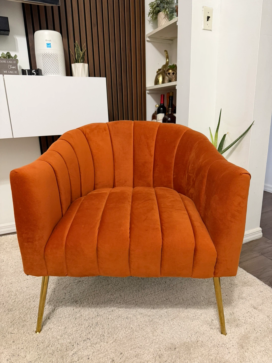 Orange Velvet Accent Chair
