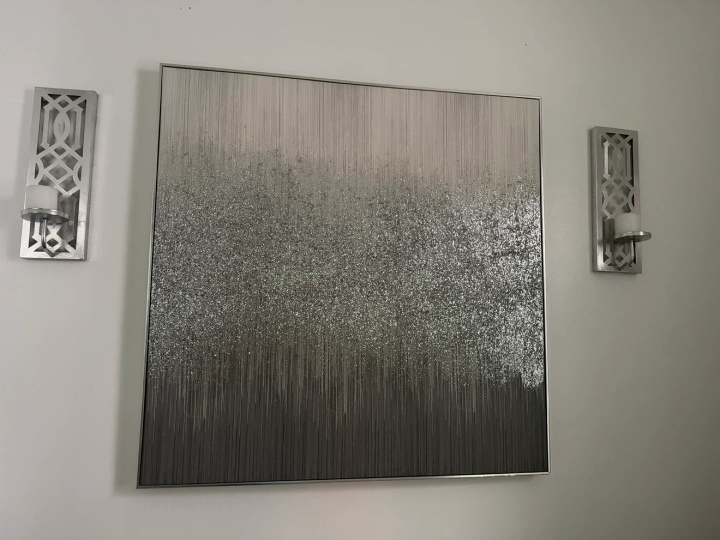 Silver Glitter Abstract Wall Art