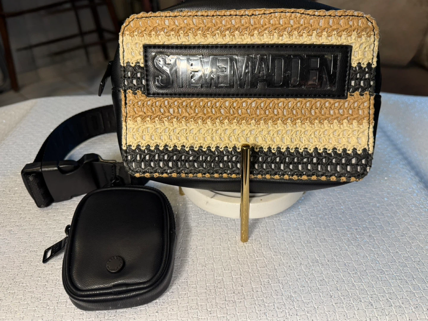 Steve Madden Straw & Faux Leather Fanny Pack with Pouch