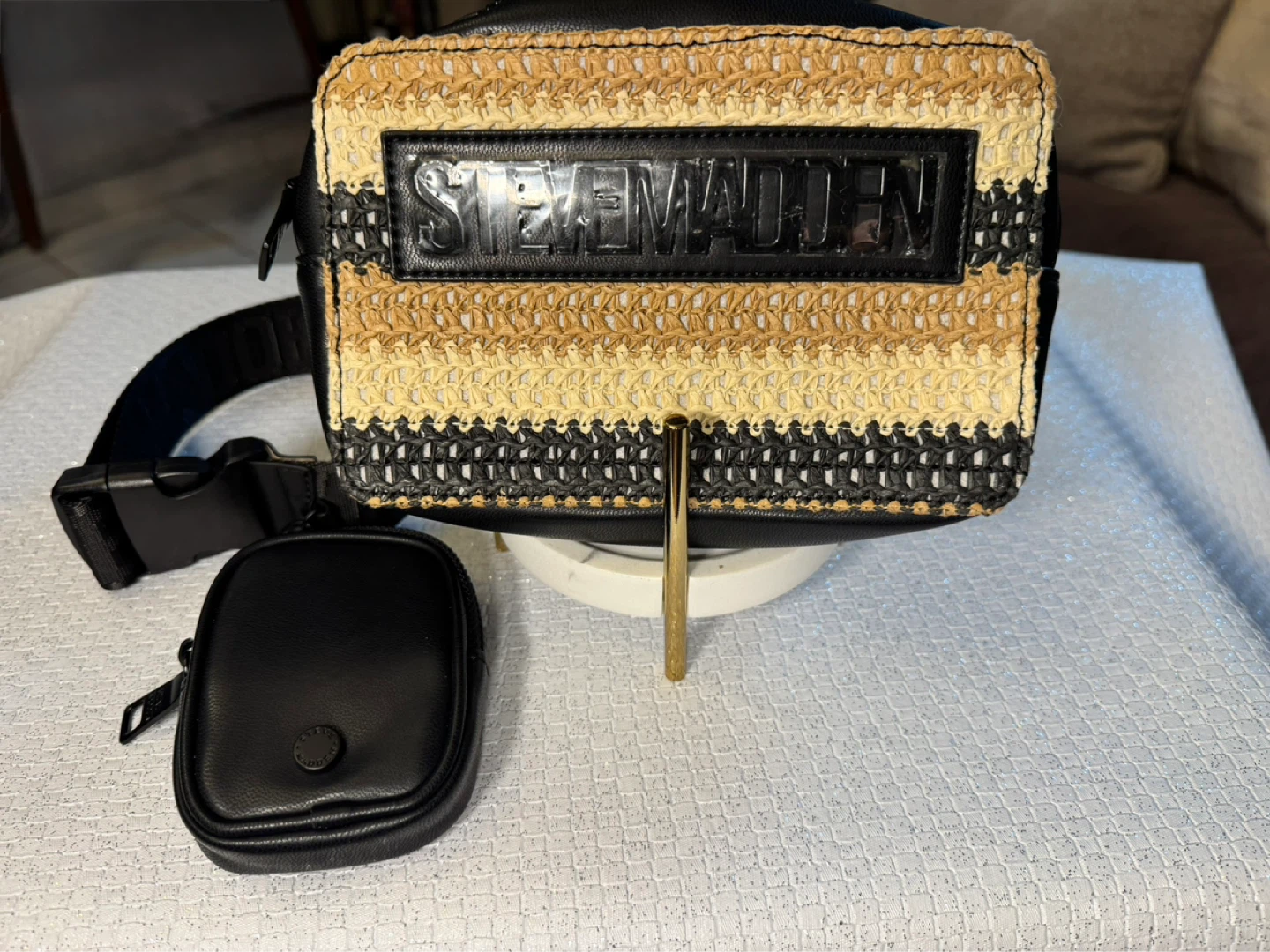 Steve Madden Straw & Faux Leather Fanny Pack with Pouch - photo 2
