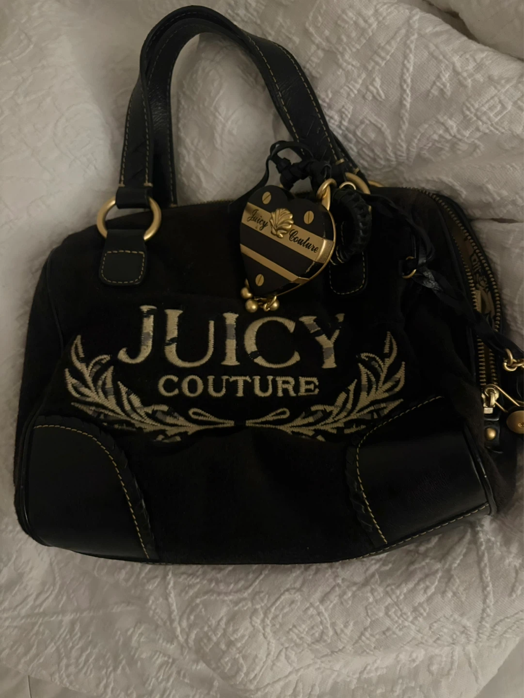 Juicy Couture Black Suede Satchel Handbag