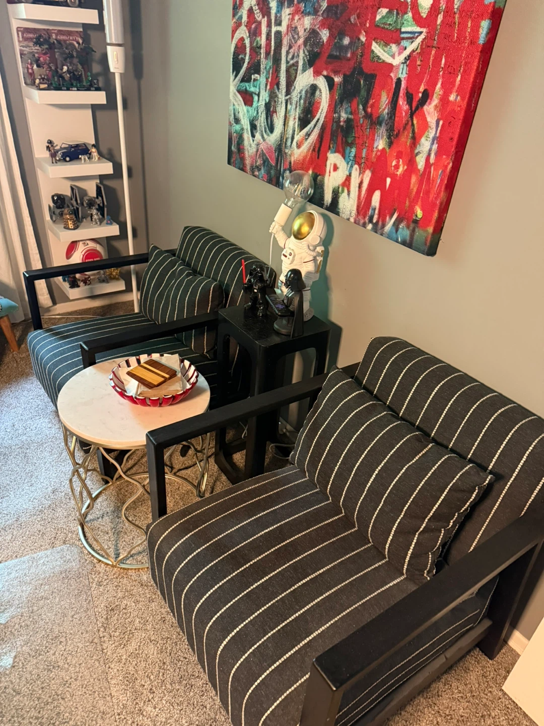 Set of 2 Striped Accent Chairs