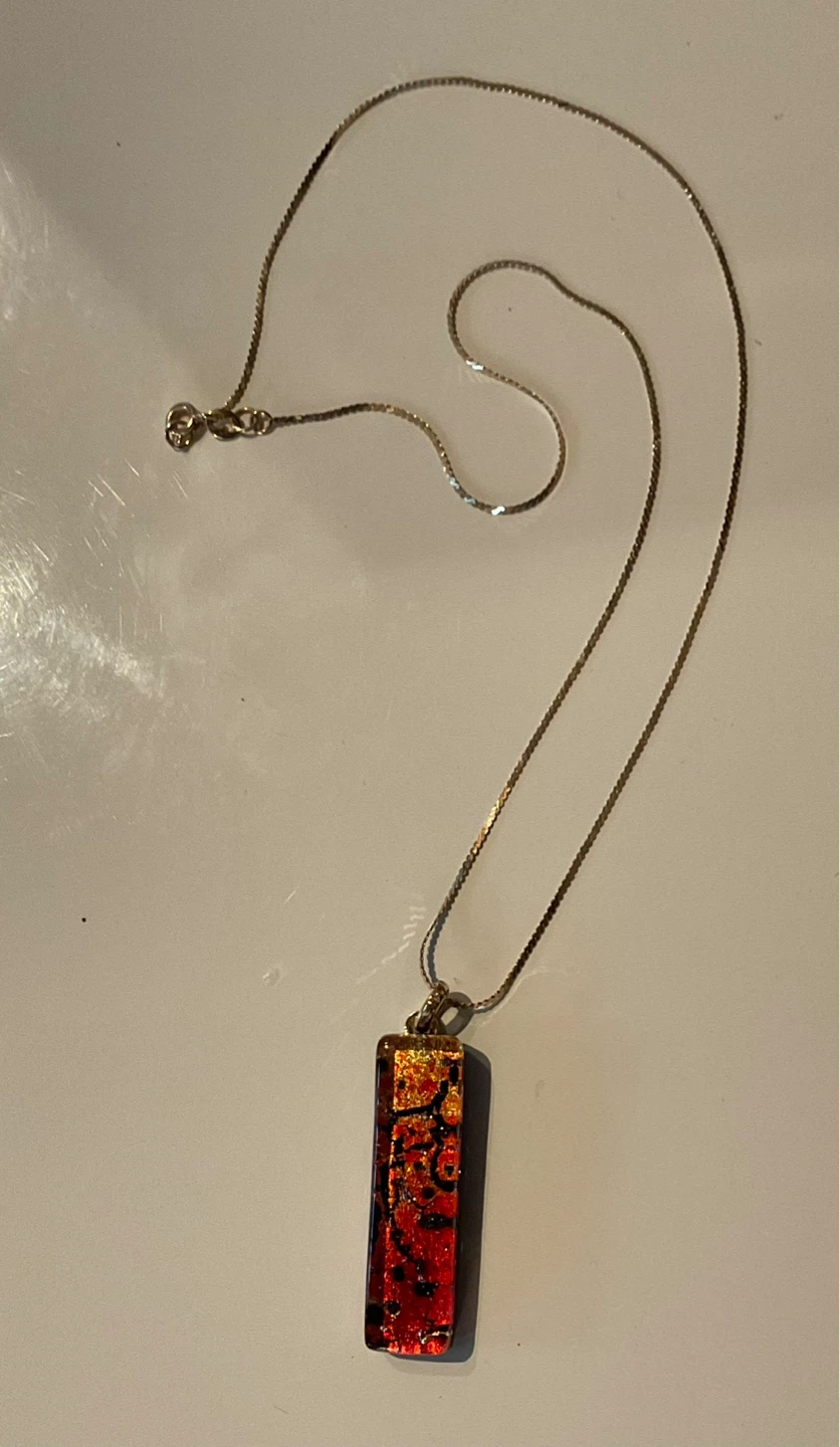 10k gold chain necklace with red and gold abstract pendant - photo 4