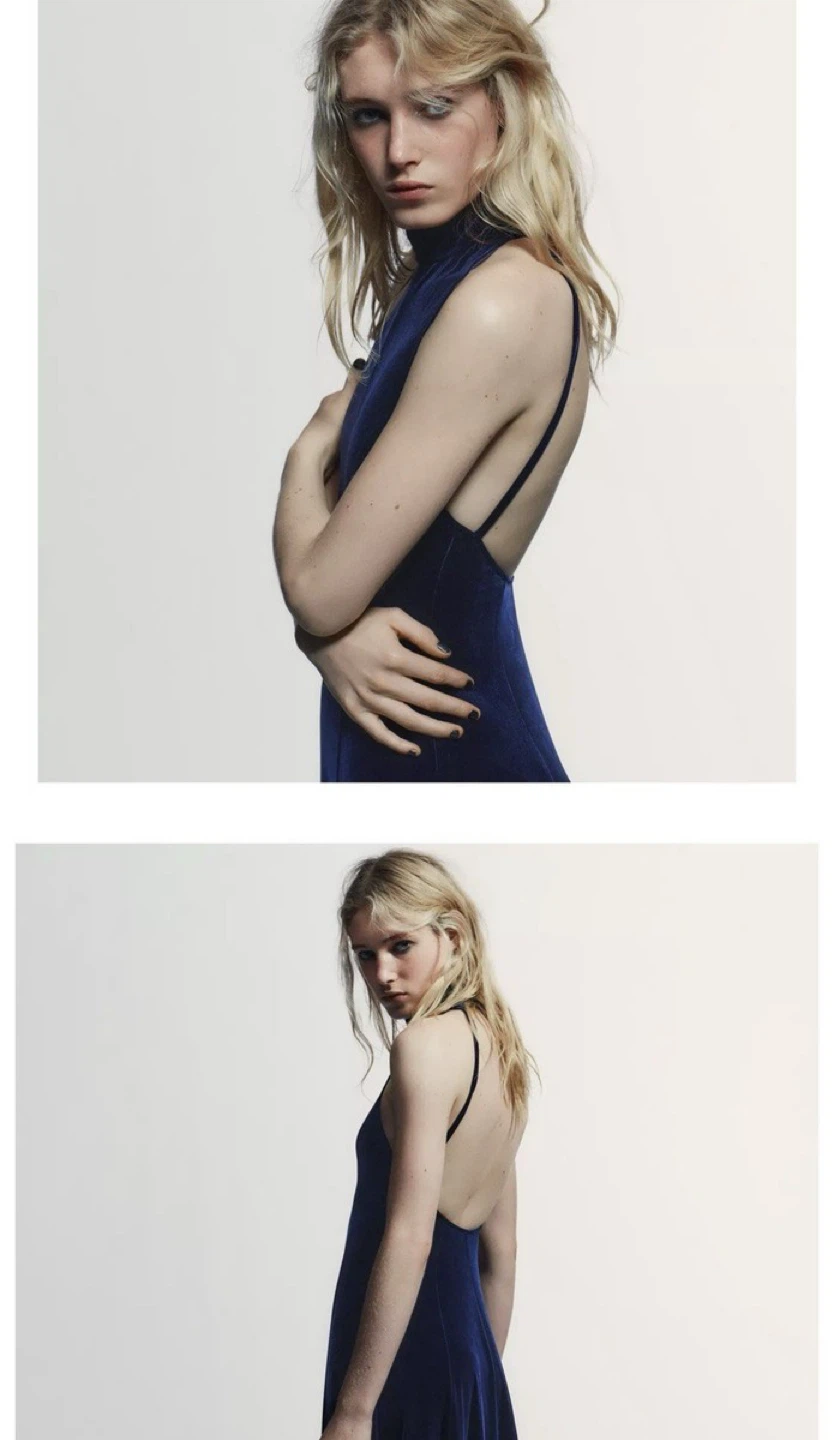 Velvet Halter Neck Maxi Dress XS Zara NWT - photo 2