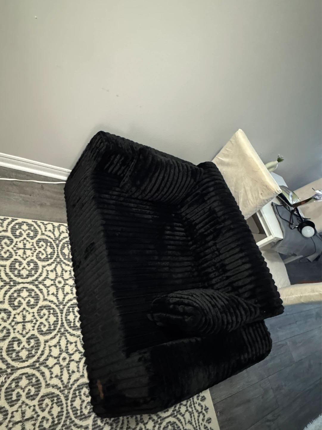 Dark Grey Corduroy Accent Chair
