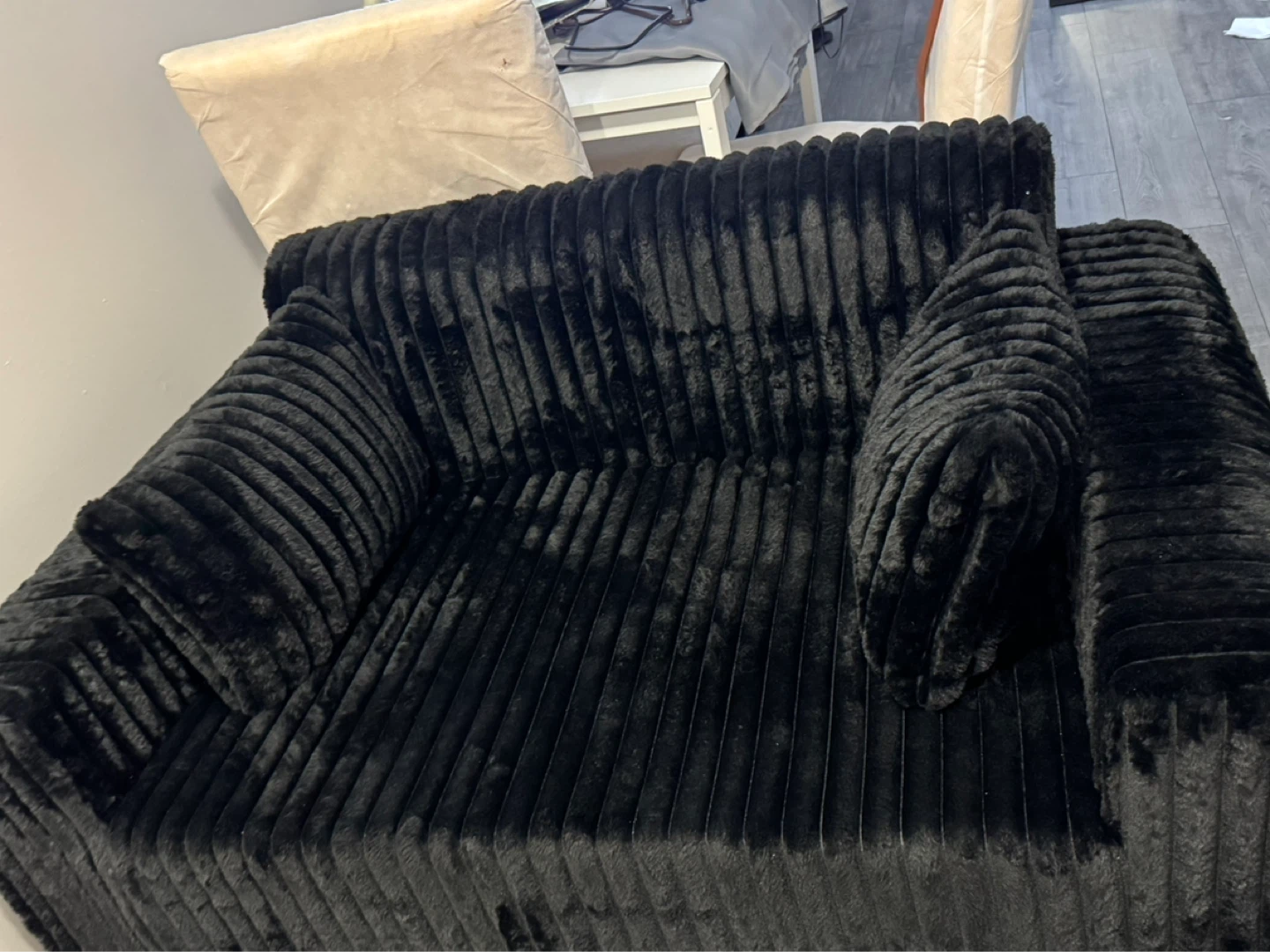 Dark Grey Corduroy Accent Chair - photo 5