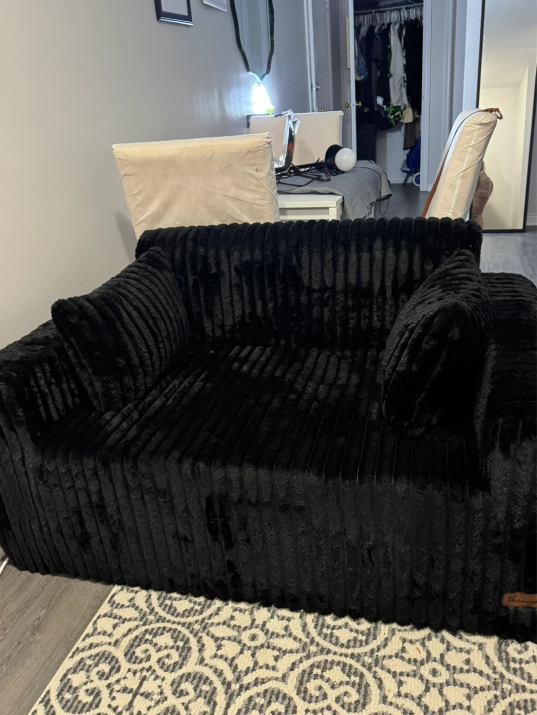 Dark Grey Corduroy Accent Chair - photo 4
