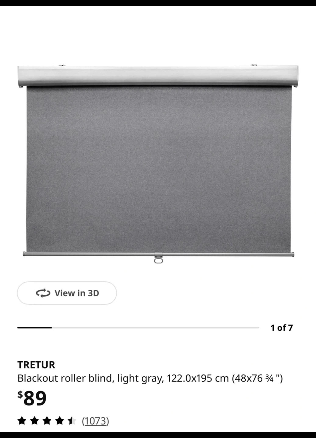 2 IKEA Tretur Roller BlindsGrey 48”x76"