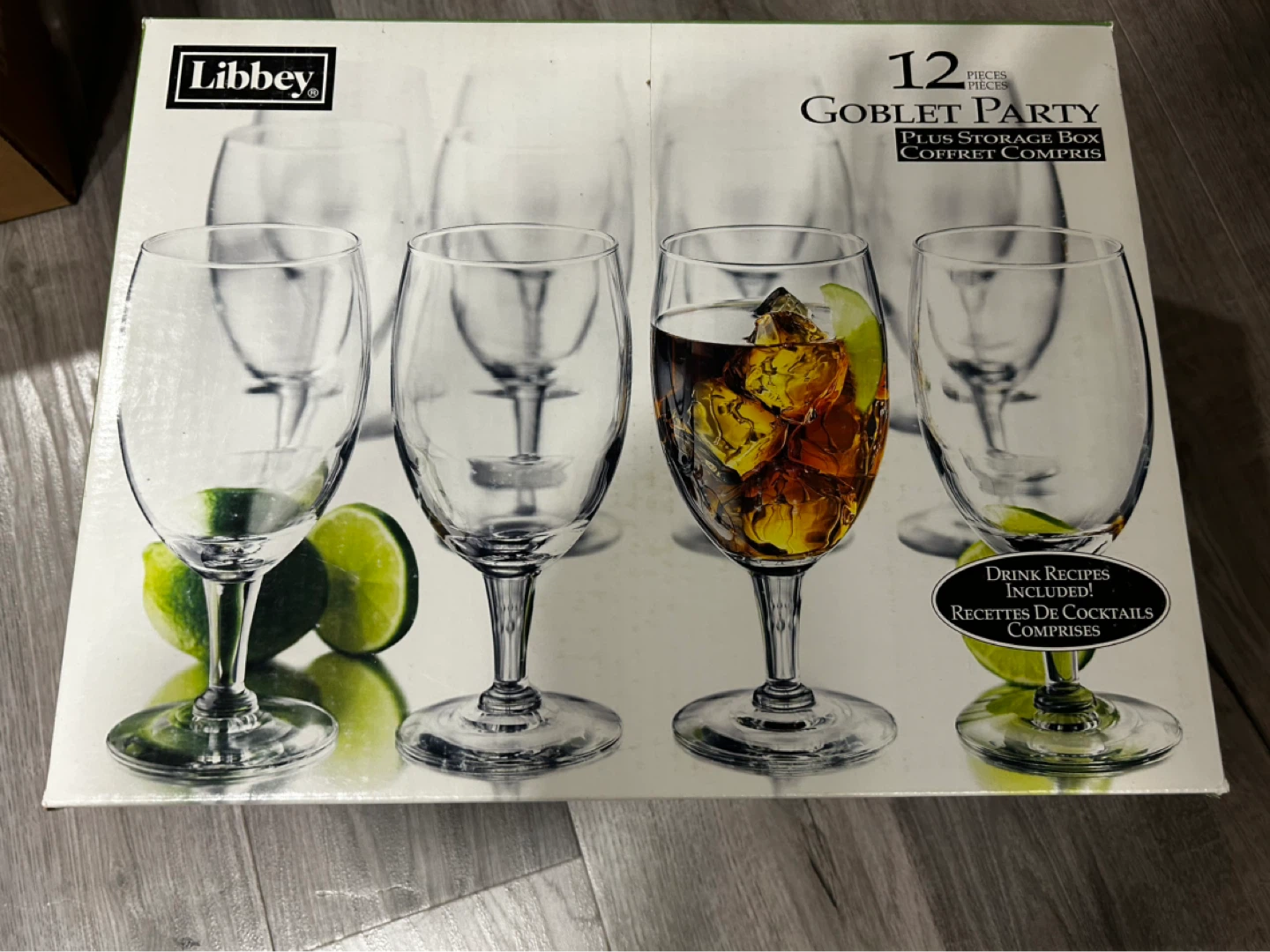 Libbey Goblet Party 12 Piece Glassware Set with Storage Box