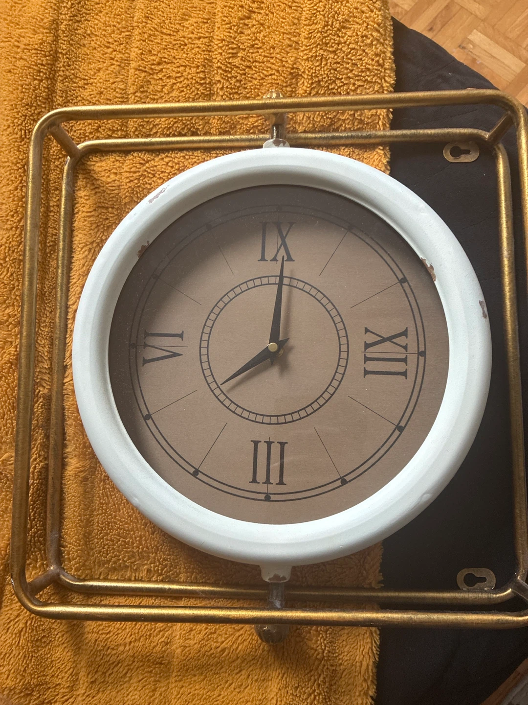 Gold and White Wall Clock with Roman Numerals - photo 3