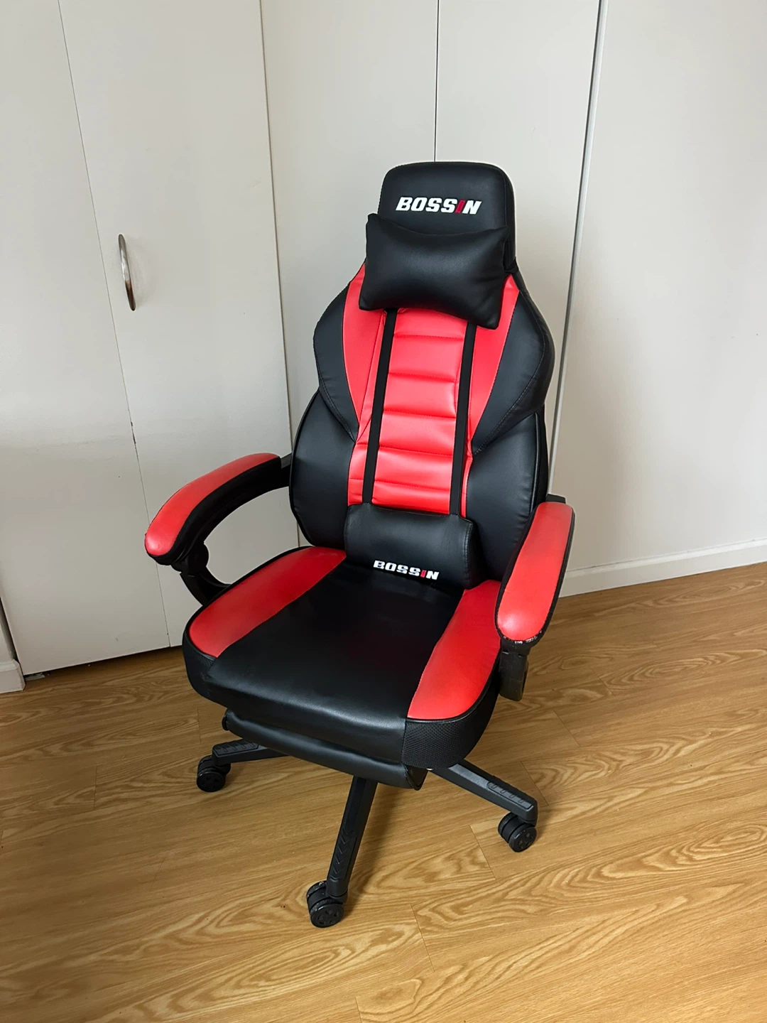 BOSS N Red and Black Gaming Chair with Footrest