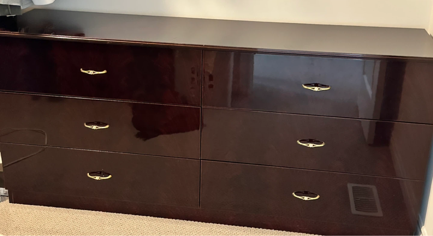 Dark Wood Bedroom Set: Bed Frame, Dresser, and Nightstands - photo 2