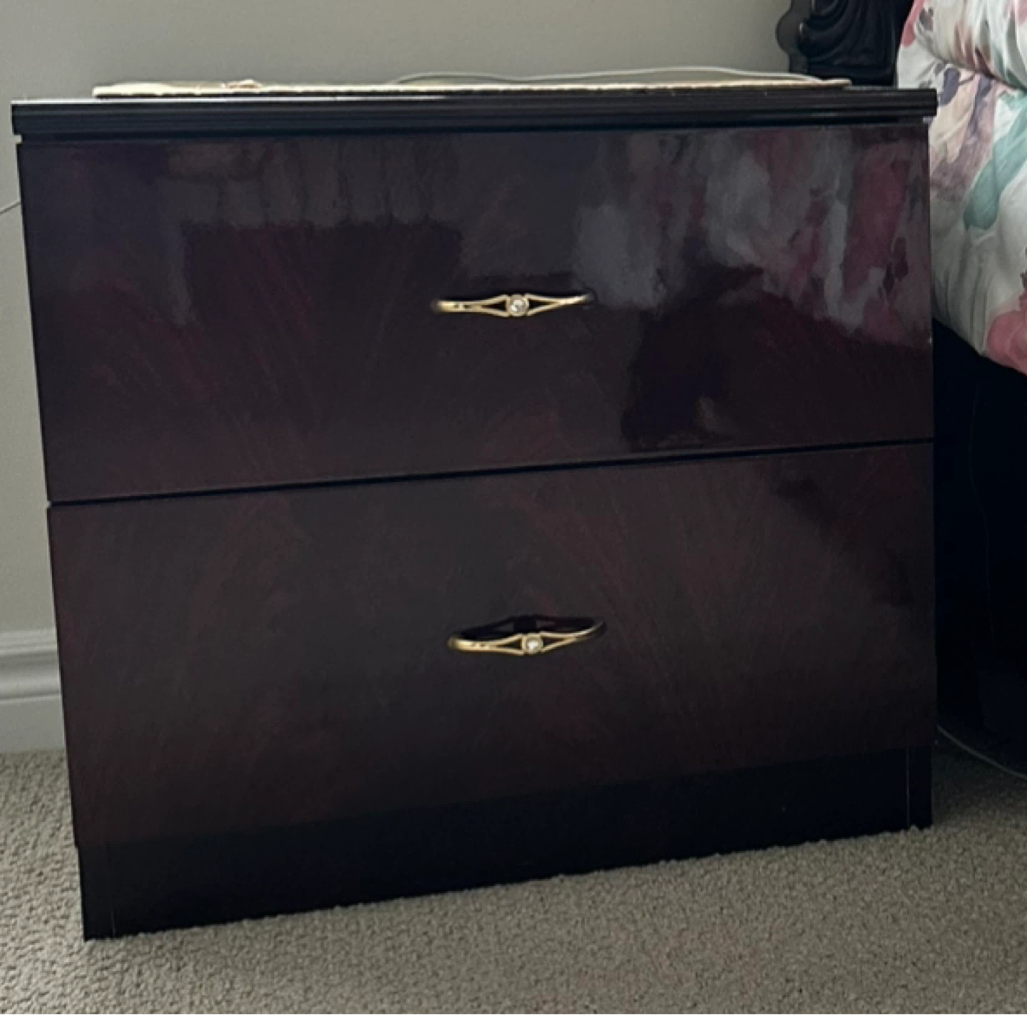 Dark Wood Bedroom Set: Bed Frame, Dresser, and Nightstands - photo 3