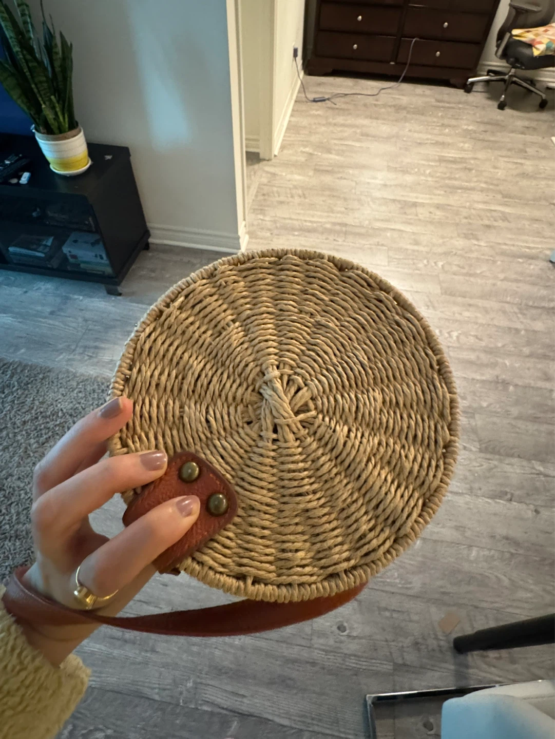 Straw Round Crossbody Bag