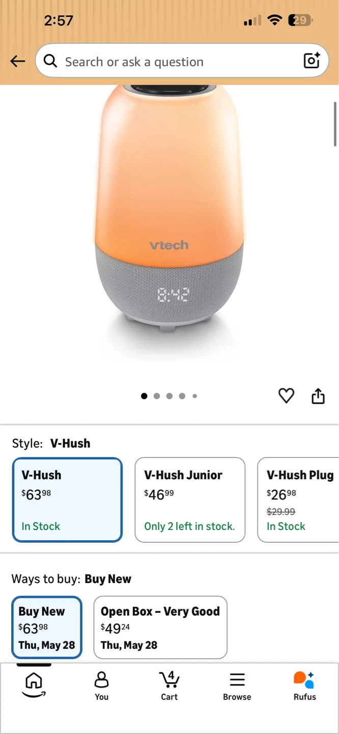New opened box - VTech V-Hush Pro Soothing Sleep Trainer - photo 2