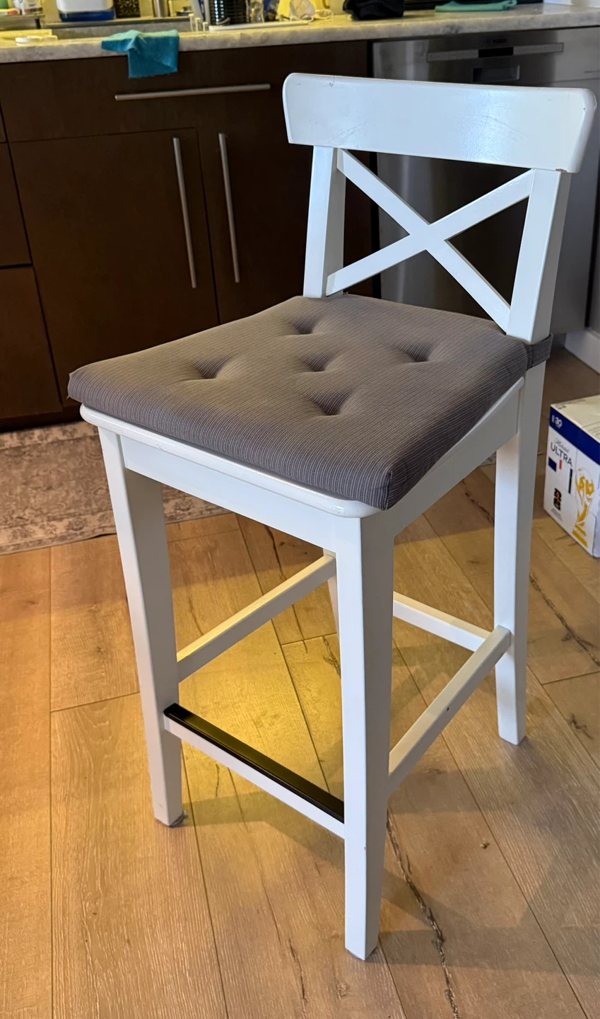 IKEA White Counter Stool with Padded Seat - photo 3