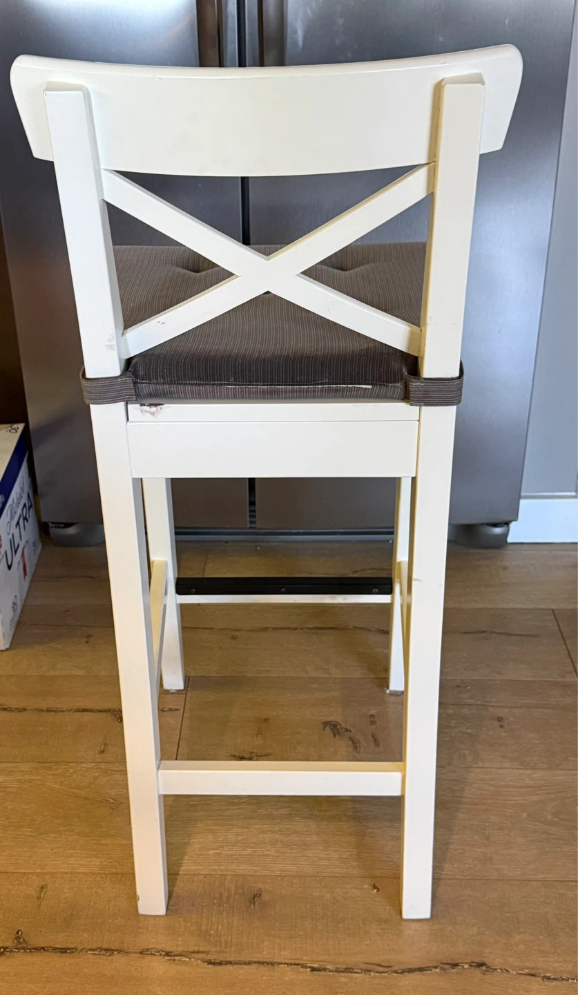 IKEA White Counter Stool with Padded Seat - photo 2