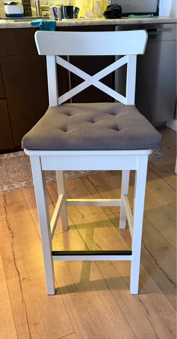 IKEA White Counter Stool with Padded Seat