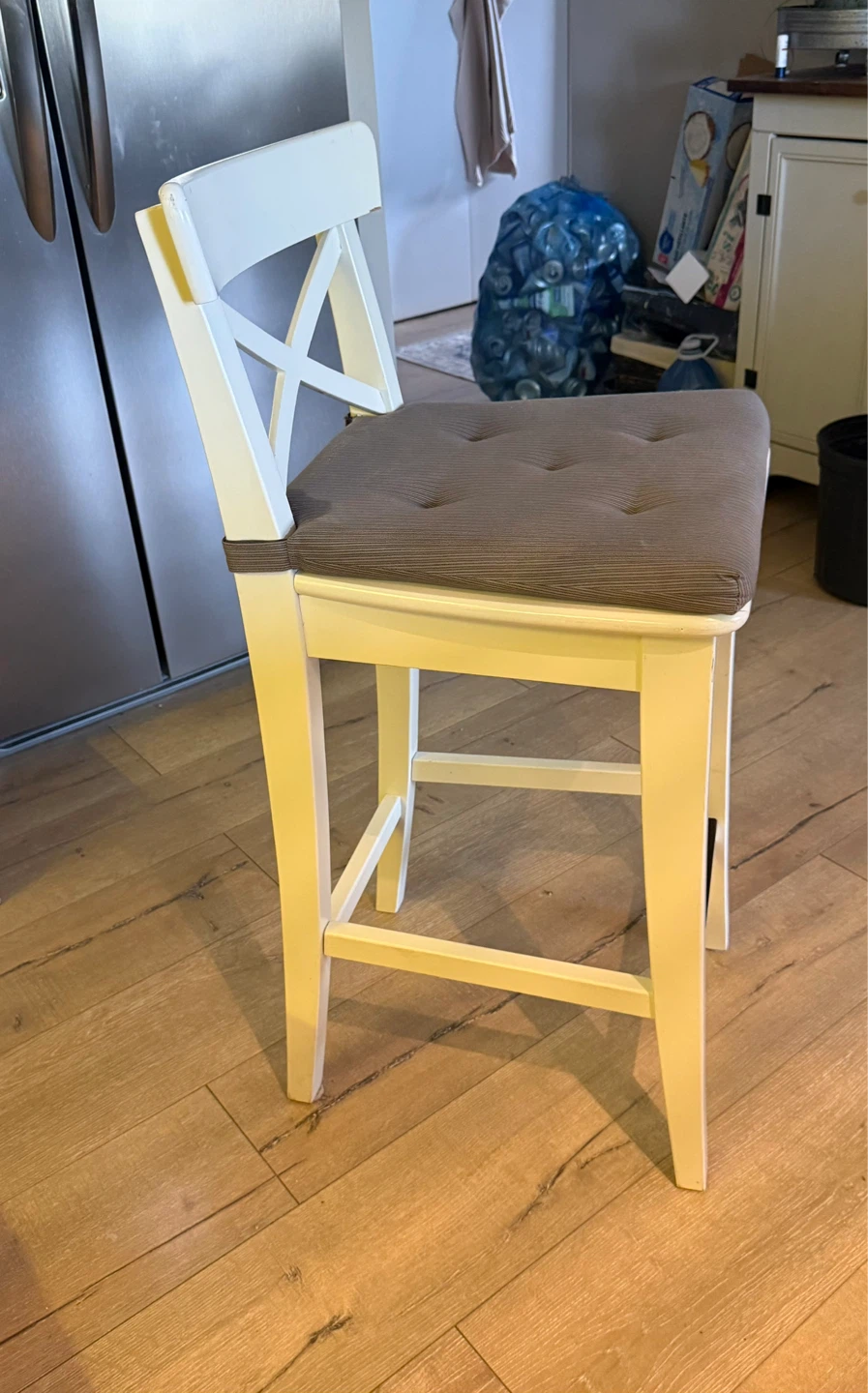 IKEA White Counter Stool with Padded Seat - photo 4