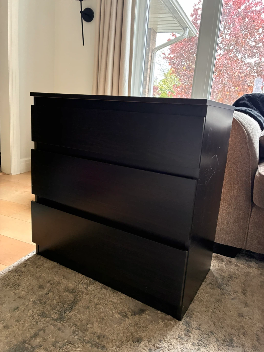 Dark Brown 3-Drawer Dresser - photo 2