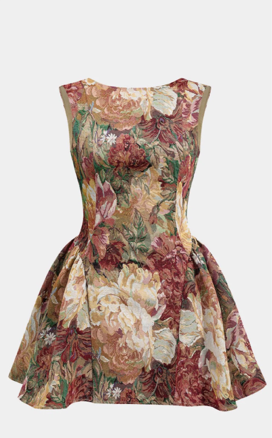 Jacquard Ruched Mini Sleeveless Dress
