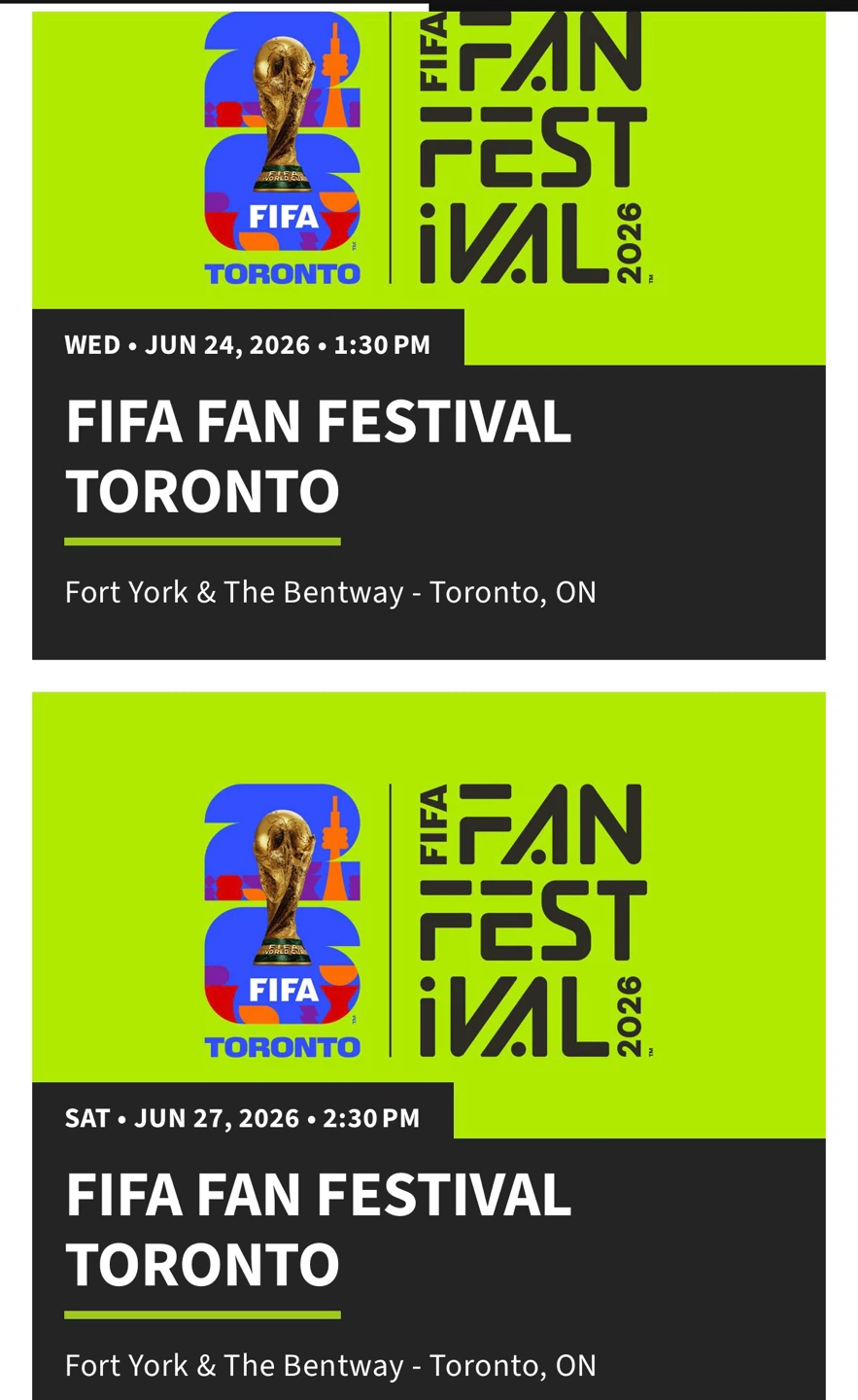 FIFA Fan Festival Toronto 2026 Tickets - photo 2