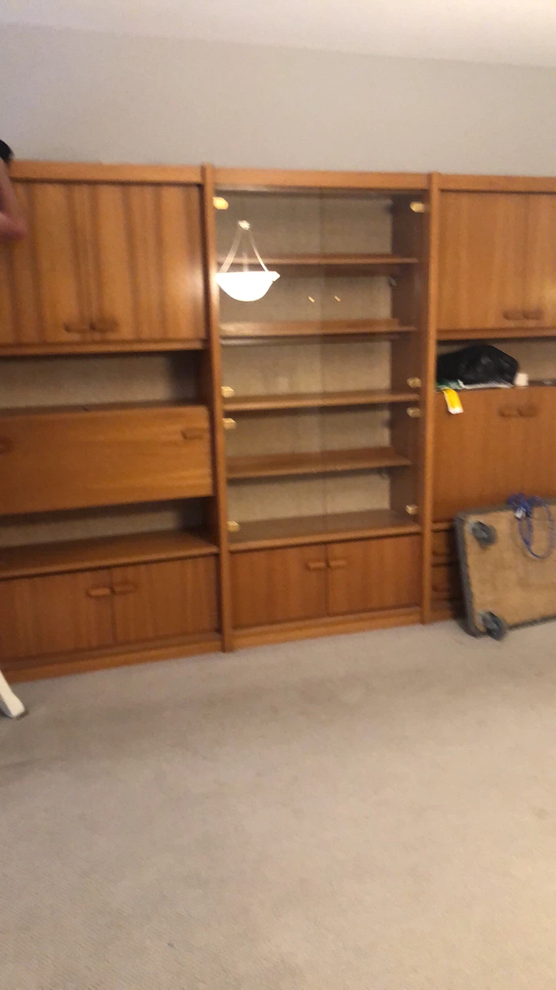 Mid-Century Modern Teak Wall Unit with Glass Display
