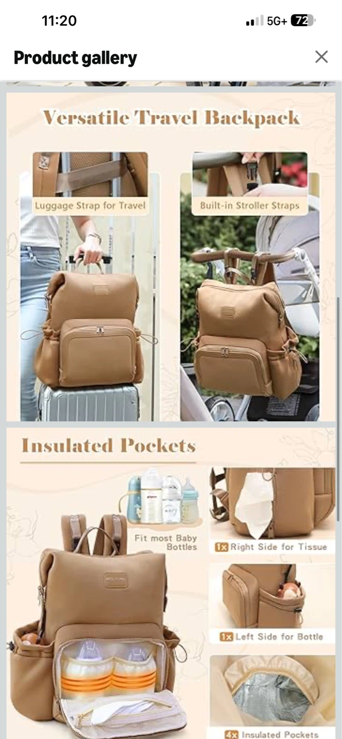 NEW! Miss Fong Diaper Backpack Bag - Brown - photo 4