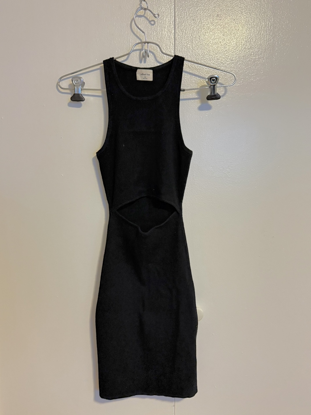 Wilfred Free Black Ribbed Cutout Dress - 2XS