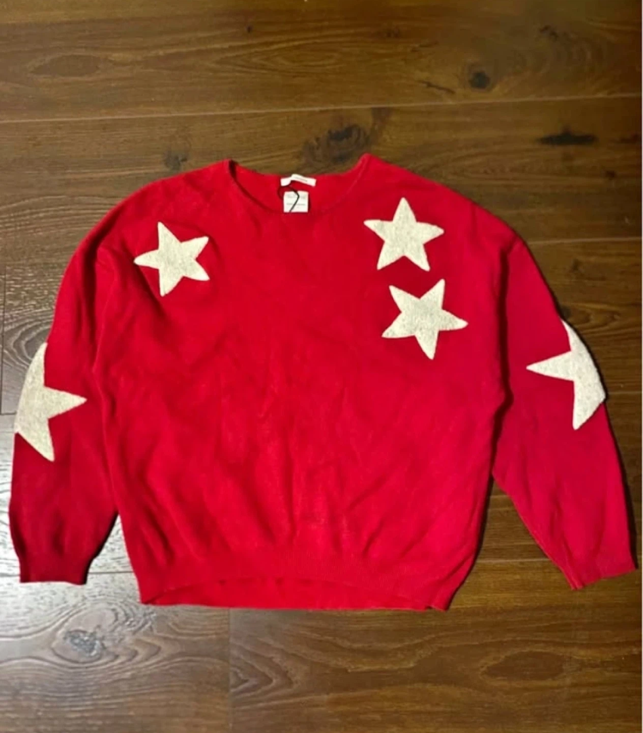 Red Zara Knitwear Sweater with Stars