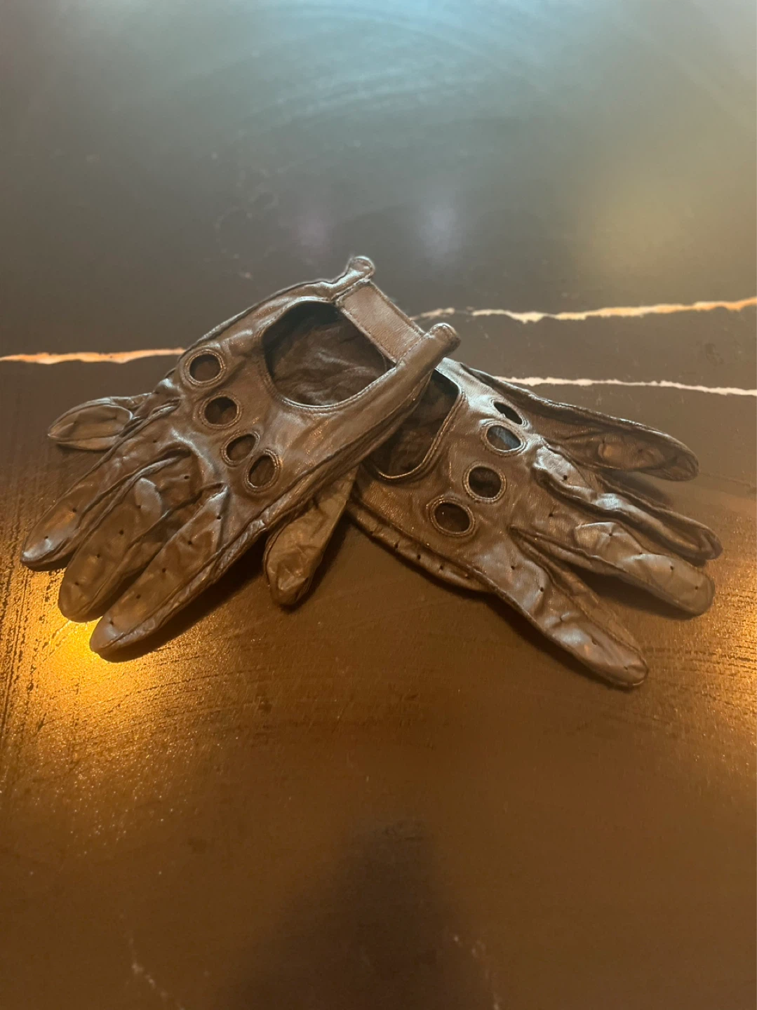 Black Leather Driving Gloves