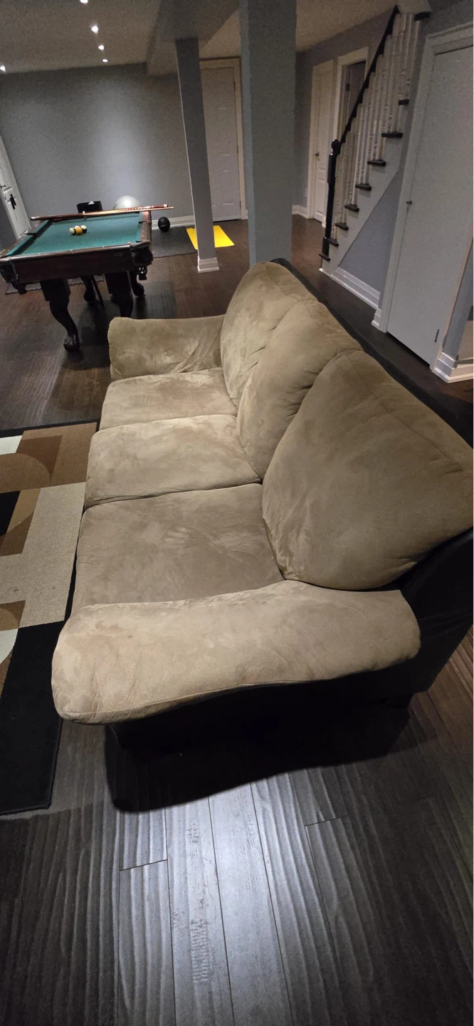 Taupe Suede 3-Seater Sofa - photo 2