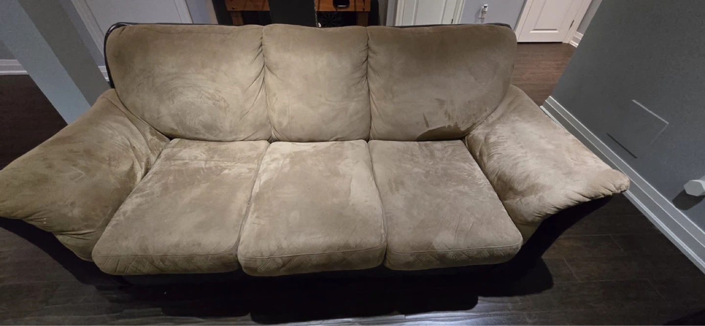Taupe Suede 3-Seater Sofa - photo 3