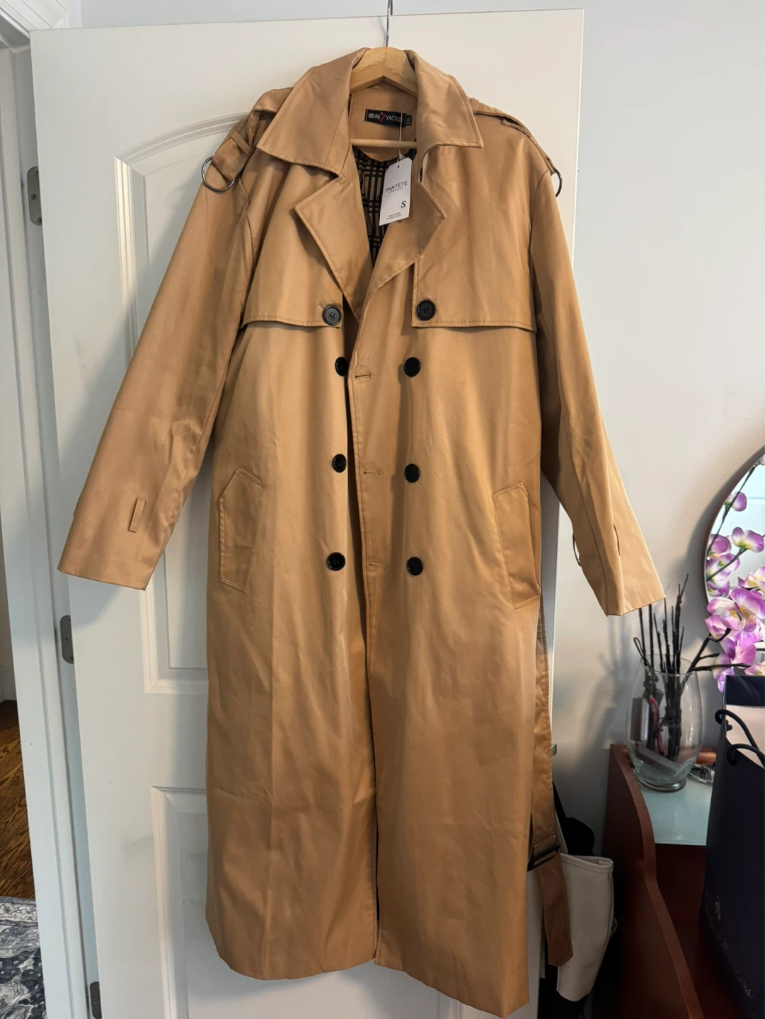 Men’s Tan Long Trench Coat Size S