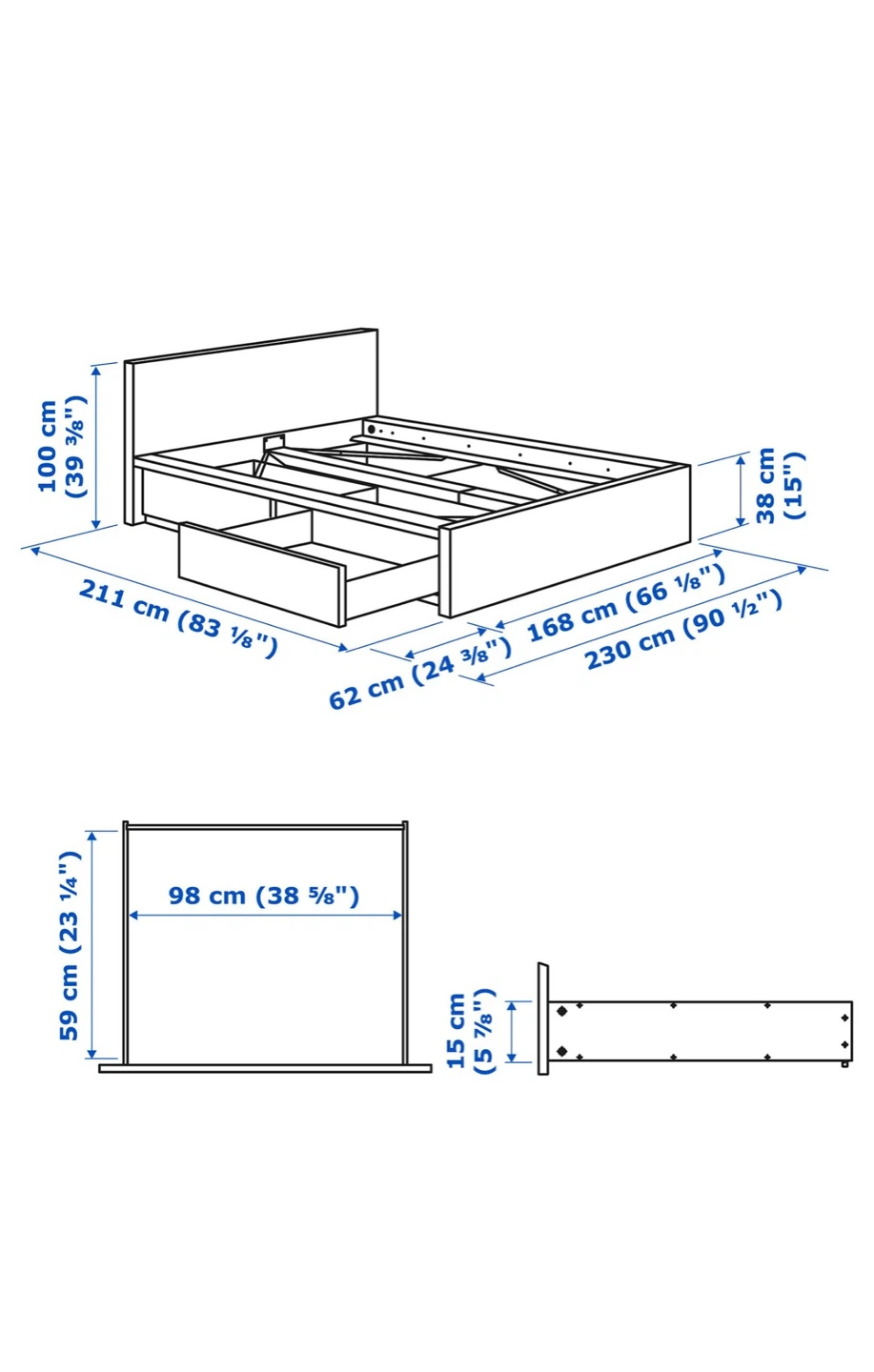 Queen Bed Frame with Storage Drawers - photo 3
