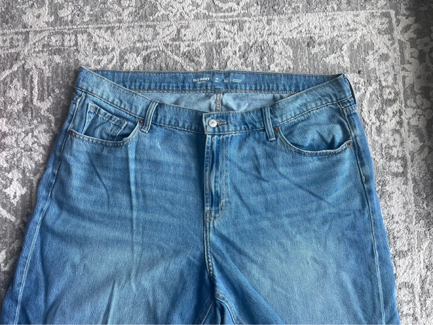 Old Navy Women's Blue Denim Jeans with Pink Cross Embellishments - photo 2
