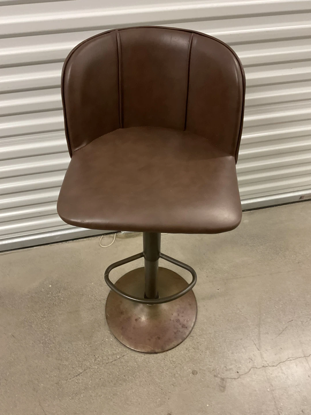Brown Faux Leather Swivel Bar Stool