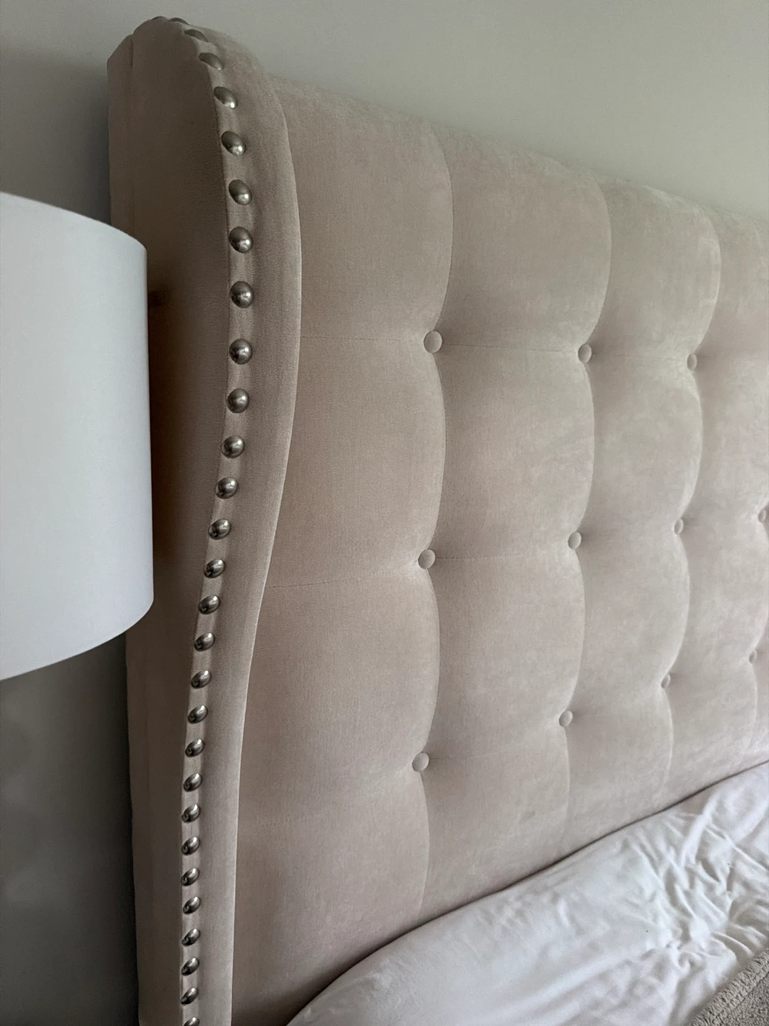 Velvet Wingback Bed Frame with Tufted Headboard - photo 2