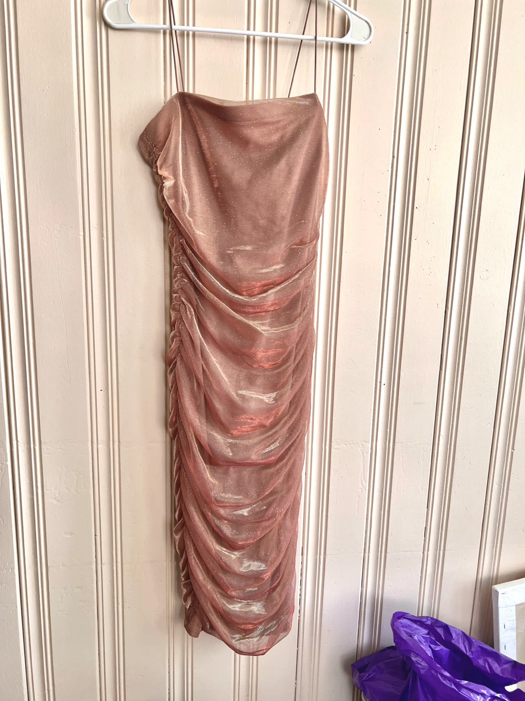 Ruched Metallic Spaghetti Strap Dress - photo 2