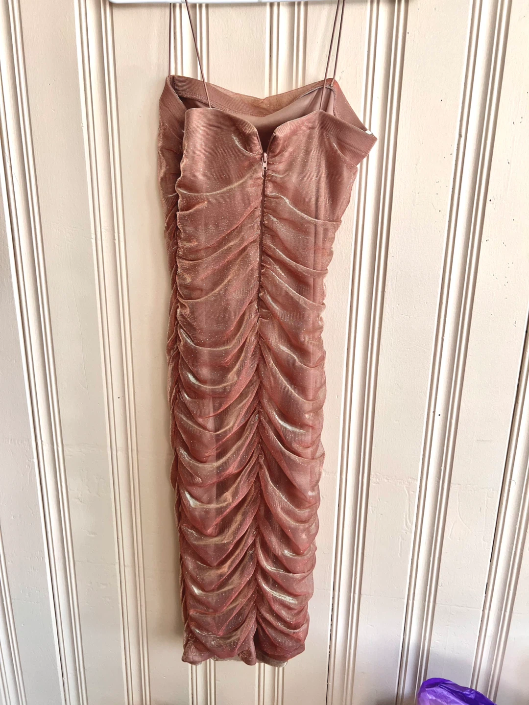 Ruched Metallic Spaghetti Strap Dress - photo 3