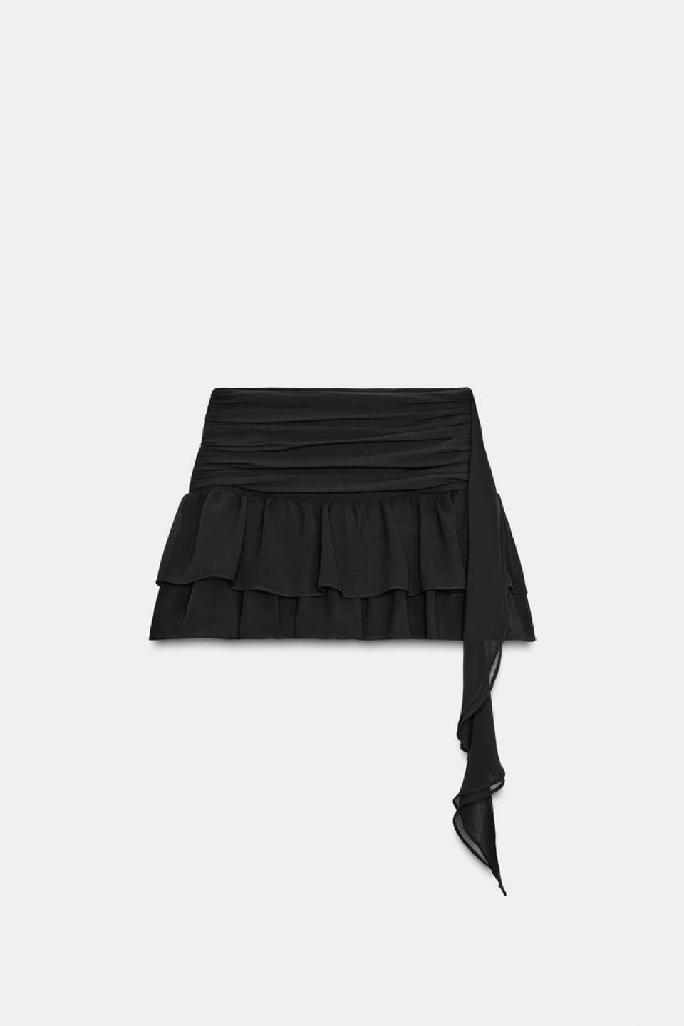 ZARA Black Ruffle Mini Skirt XS
