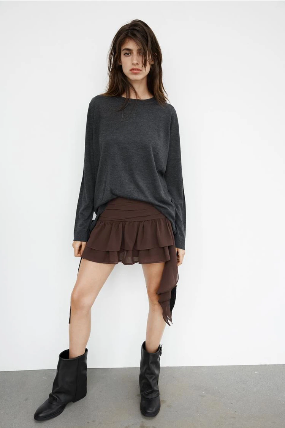 ZARA Black Ruffle Mini Skirt XS - photo 3