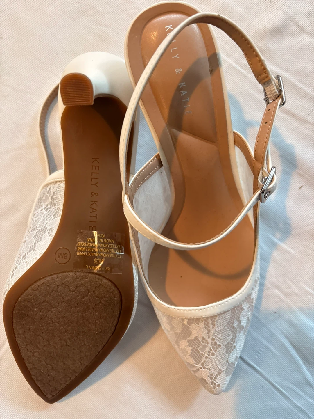 Kelly & Katie White Lace Heels Size 8M - photo 2