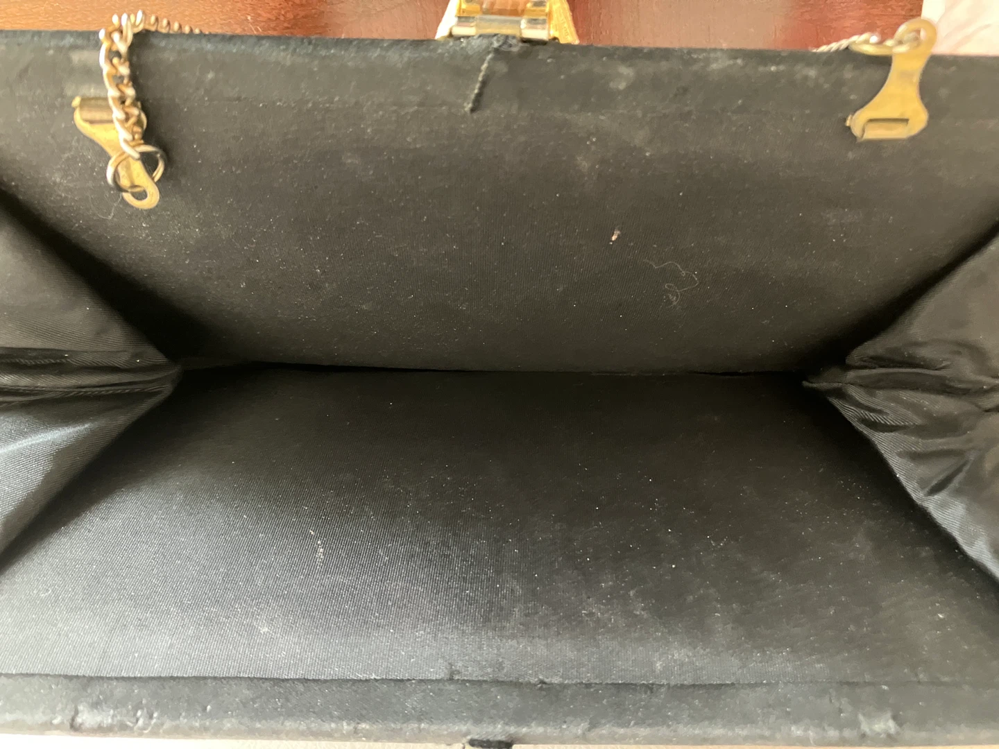 Black Clutch Evening Bag with Chain and Mirror - photo 4