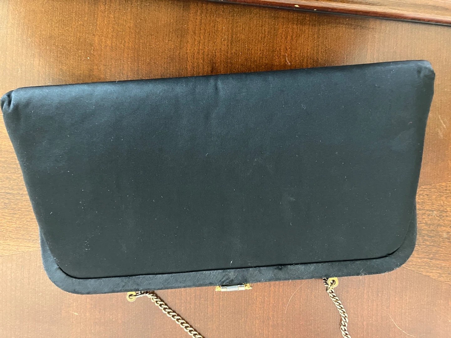 Black Clutch Evening Bag with Chain and Mirror - photo 2