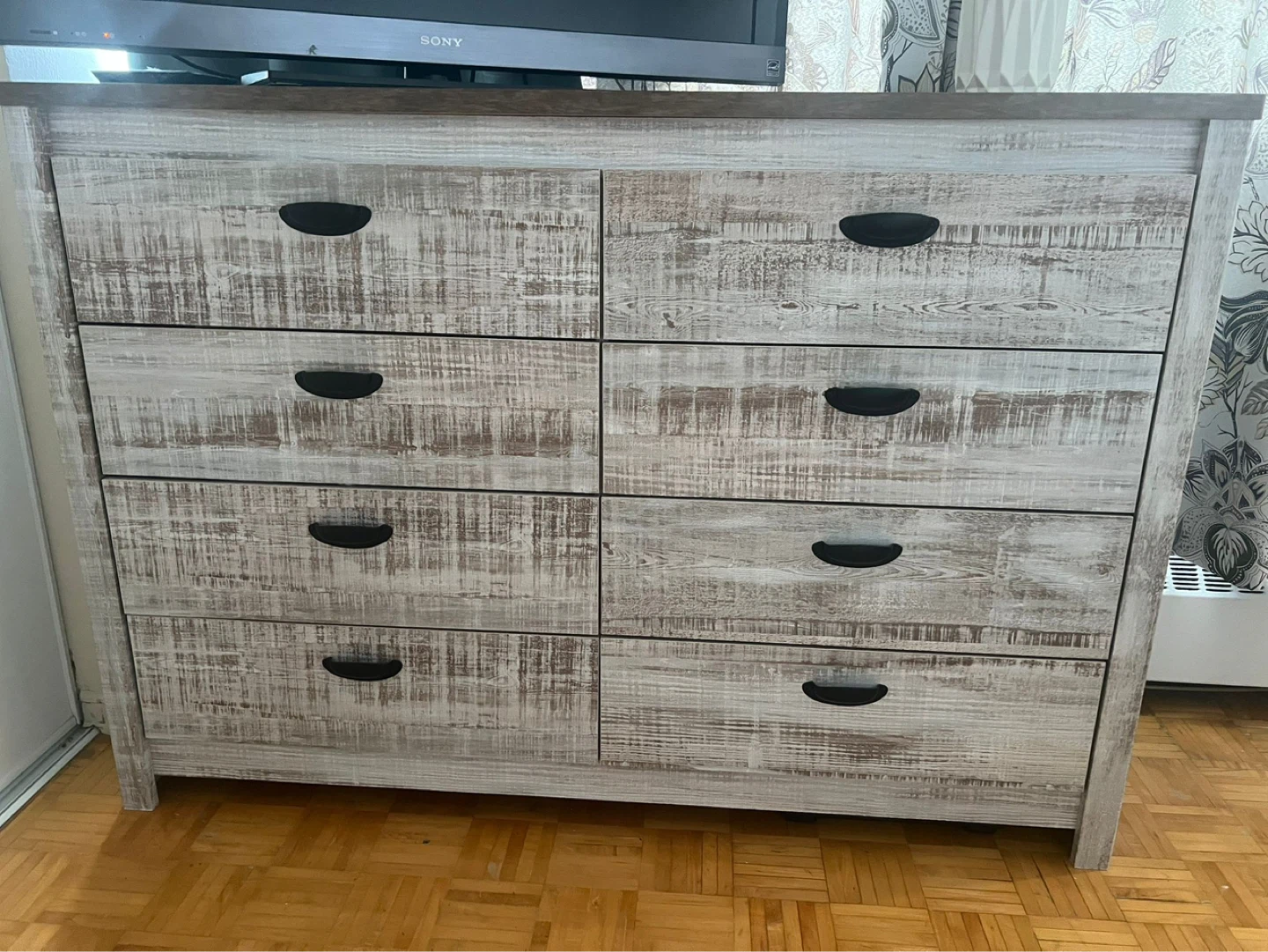 Farmhouse Style Wood Dresser and Bed Frame Set