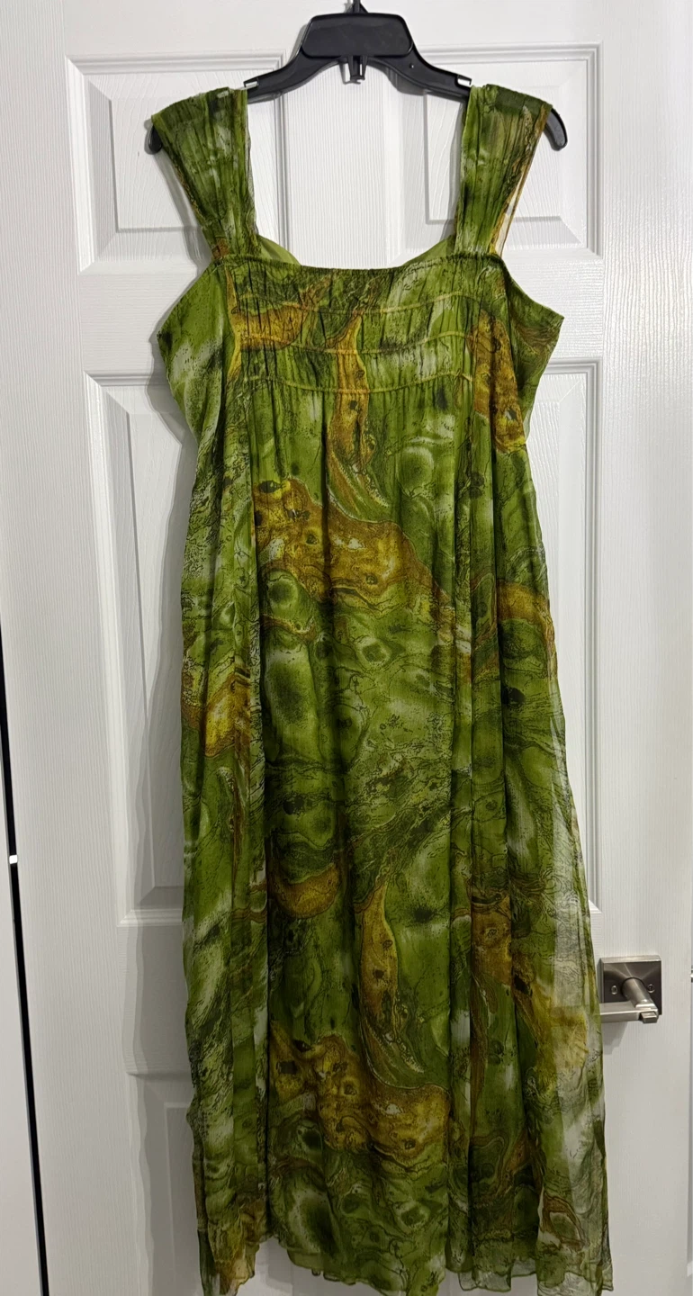 Green Abstract Print Maxi Dress - photo 3